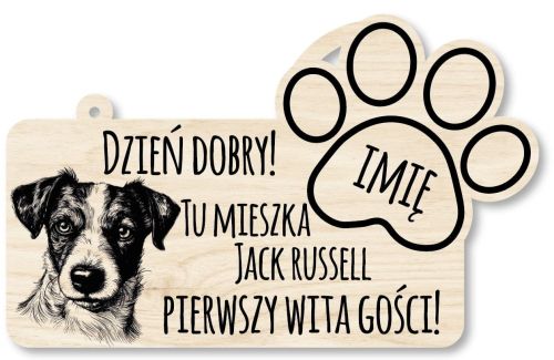 Drewniana tabliczka dekoracyjna JACK RUSSELL z imieniem