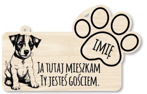 Drewniana tabliczka dekoracyjna JACK RUSSELL z imieniem