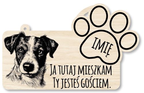 Drewniana tabliczka dekoracyjna JACK RUSSELL z imieniem