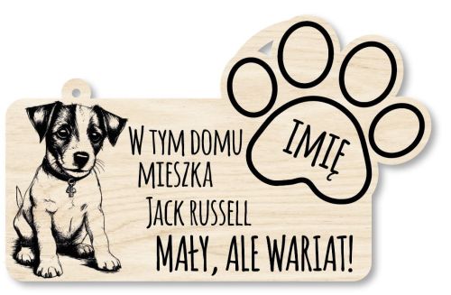 Drewniana tabliczka dekoracyjna JACK RUSSELL z imieniem