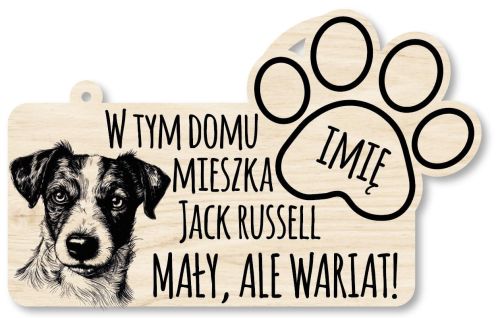 Drewniana tabliczka dekoracyjna JACK RUSSELL z imieniem