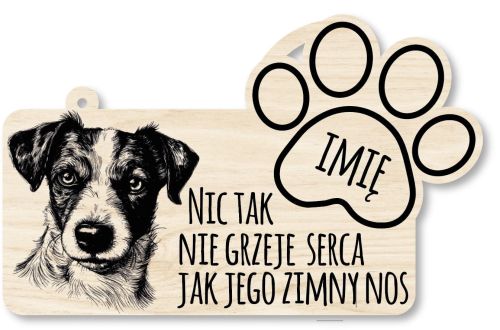 Drewniana tabliczka dekoracyjna JACK RUSSELL z imieniem