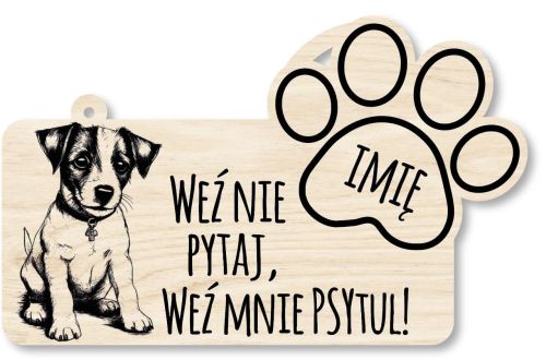 Drewniana tabliczka dekoracyjna JACK RUSSELL z imieniem