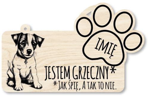 Drewniana tabliczka dekoracyjna JACK RUSSELL z imieniem