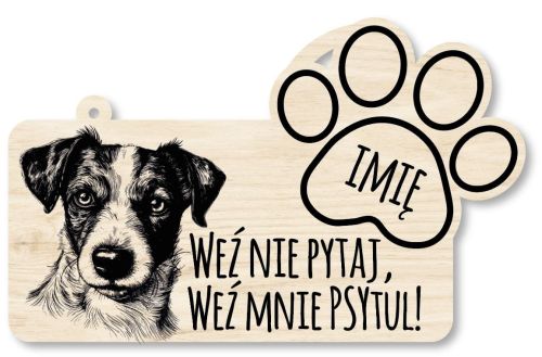 Drewniana tabliczka dekoracyjna JACK RUSSELL z imieniem