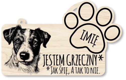 Drewniana tabliczka dekoracyjna JACK RUSSELL z imieniem