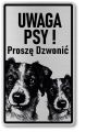 Tabliczka ostrzegawcza - Uwaga pies Jack Russell 2 psy