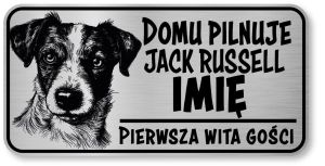 Tabliczka ostrzegawcza - Uwaga pies Jack Russell z imieniem
