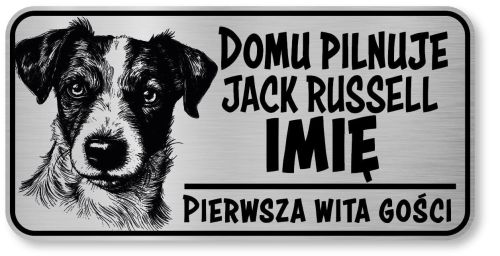Tabliczka ostrzegawcza - Uwaga pies Jack Russell z imieniem