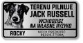Tabliczka ostrzegawcza - Uwaga pies Jack Russell z imieniem