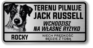 Tabliczka ostrzegawcza - Uwaga pies Jack Russell z imieniem