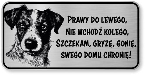 Tabliczka ostrzegawcza - Uwaga pies Jack Russell śmieszna