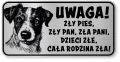 Tabliczka ostrzegawcza - Uwaga pies Jack Russell śmieszna