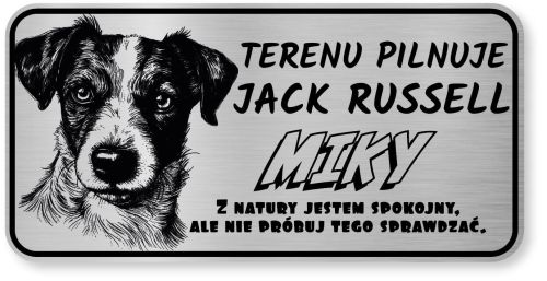 Tabliczka ostrzegawcza - Uwaga pies Jack Russell z imieniem
