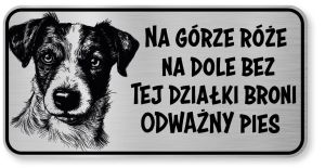 Tabliczka ostrzegawcza - Uwaga pies Jack Russell śmieszna