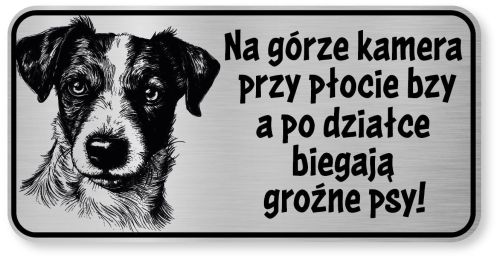 Tabliczka ostrzegawcza - Uwaga pies Jack Russell śmieszna