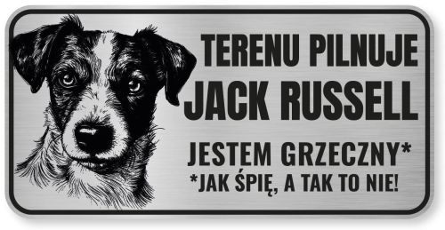 Tabliczka ostrzegawcza - Uwaga pies Jack Russell śmieszna