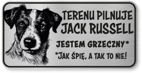 Tabliczka ostrzegawcza - Uwaga pies Jack Russell śmieszna