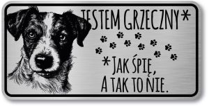 Tabliczka ostrzegawcza - Uwaga pies Jack Russell śmieszna