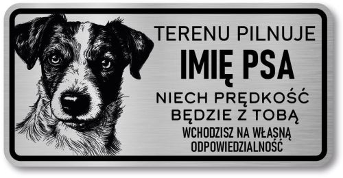 Tabliczka ostrzegawcza - Uwaga pies Jack Russell z imieniem