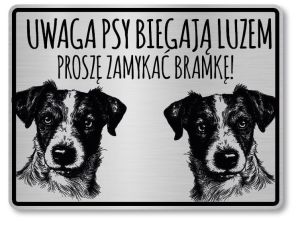 Tabliczka ostrzegawcza - Uwaga pies Jack Russell 2 psy