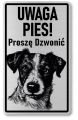 Tabliczka ostrzegawcza - Uwaga pies Jack Russell