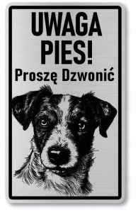 Tabliczka ostrzegawcza - Uwaga pies Jack Russell