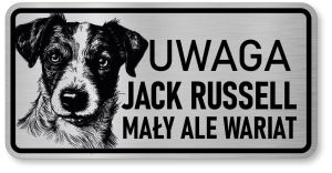 Tabliczka ostrzegawcza - Uwaga pies Jack Russell