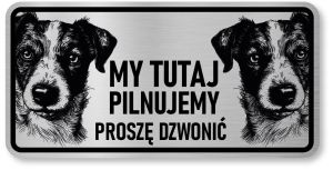 Tabliczka ostrzegawcza - Uwaga pies Jack Russell