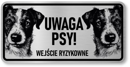 Tabliczka ostrzegawcza - Uwaga pies Jack Russell 2 psy