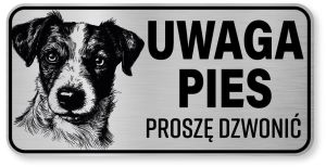 Tabliczka ostrzegawcza - Uwaga pies Jack Russell