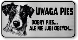Tabliczka ostrzegawcza - Uwaga pies Jack Russell