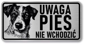 Tabliczka ostrzegawcza - Uwaga pies Jack Russell