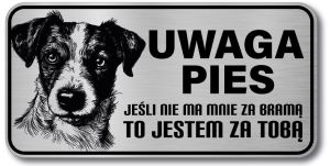 Tabliczka ostrzegawcza - Uwaga pies Jack Russell