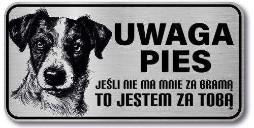 Tabliczka ostrzegawcza - Uwaga pies Jack Russell