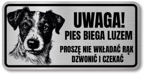Tabliczka ostrzegawcza - Uwaga pies Jack Russell