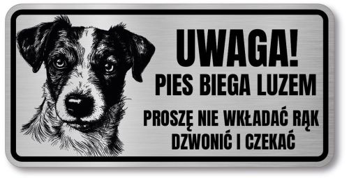 Tabliczka ostrzegawcza - Uwaga pies Jack Russell