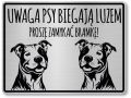 Tabliczka ostrzegawcza - Uwaga pies Pitbull 2 psy