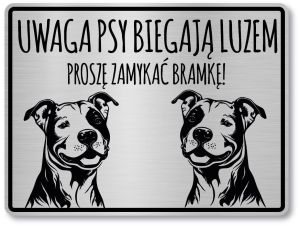 Tabliczka ostrzegawcza - Uwaga pies Pitbull 2 psy
