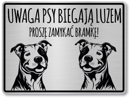 Tabliczka ostrzegawcza - Uwaga pies Pitbull 2 psy