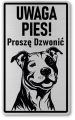 Tabliczka ostrzegawcza - Uwaga pies Pitbull
