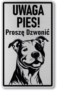 Tabliczka ostrzegawcza - Uwaga pies Pitbull