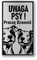 Tabliczka ostrzegawcza - Uwaga pies Pitbull 2 psy