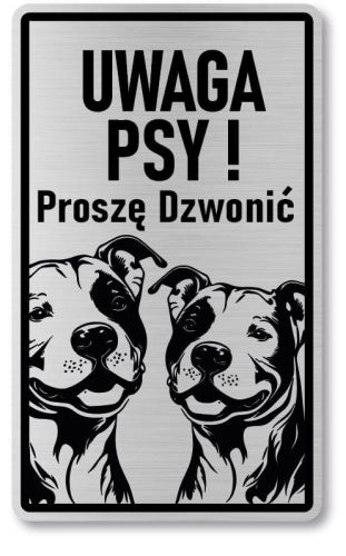 Tabliczka ostrzegawcza - Uwaga pies Pitbull 2 psy