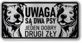 Tabliczka ostrzegawcza - Uwaga pies Pitbull 2 psy
