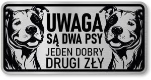 Tabliczka ostrzegawcza - Uwaga pies Pitbull 2 psy
