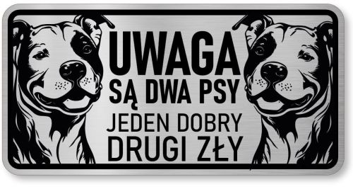 Tabliczka ostrzegawcza - Uwaga pies Pitbull 2 psy