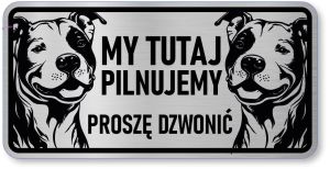 Tabliczka ostrzegawcza - Uwaga pies Pitbull 2 psy