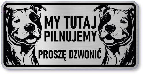 Tabliczka ostrzegawcza - Uwaga pies Pitbull 2 psy