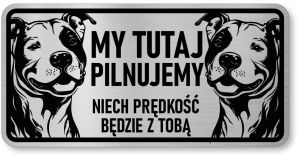 Tabliczka ostrzegawcza - Uwaga pies Pitbull 2 psy